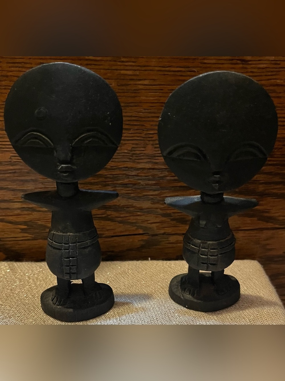 African Vintage Ashanti Akuaba Handcrafted Wooden Carved Fertility Statues (2)